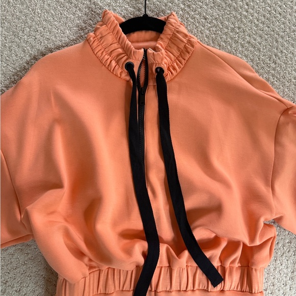 Privy Orange Mini Dress Cinched Waist with Black Ties L - Picture 3 of 8